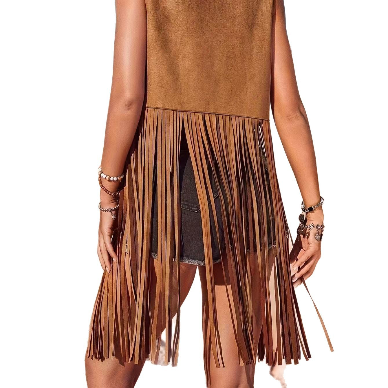 Elegant New Tassel Deerskin Veet Mid-length Women's Vest