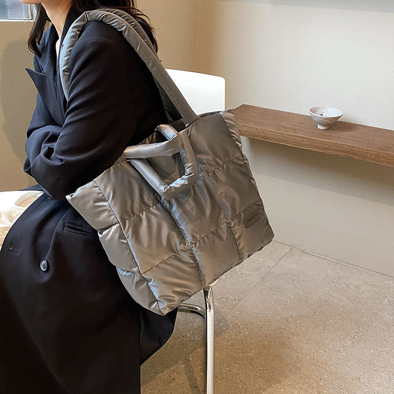 Women's Down Simple Astronaut Solid Color Soft Bags