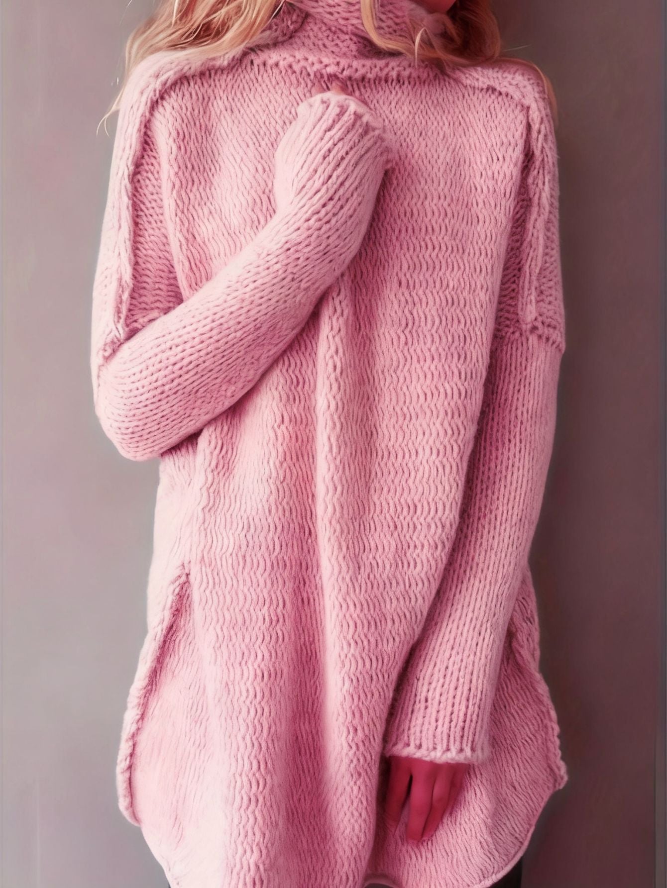 Attractive Fashion Heaps Collar Craft Long-sleeved Sweaters
