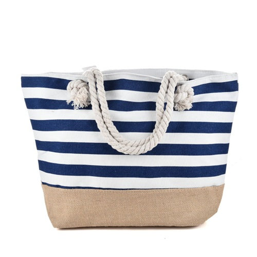 Women's Underarm Large Capacity Canvas Striped Beach Tote Bags