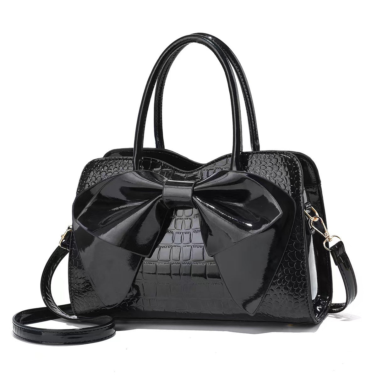 Women's Autumn Summer Fashion Crocodile Pattern Bow Crossbody Bags