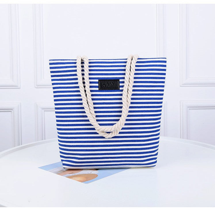 Women's Canvas Single Striped Large Capacity Private Shoulder Bags