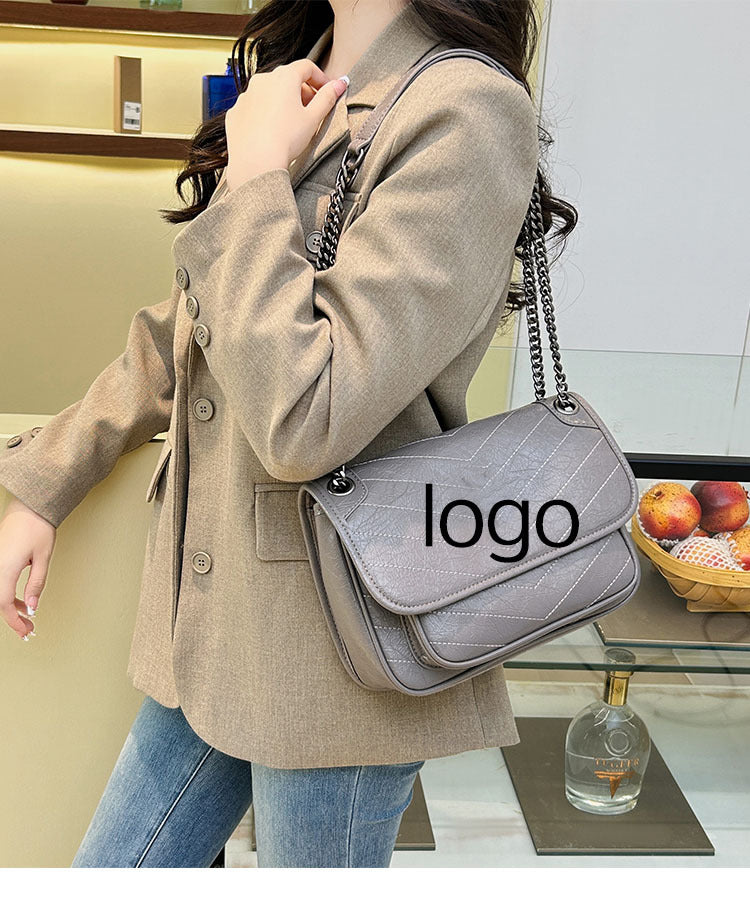 Women's Forest Genuine Leather Chain Large Capacity Crossbody Bags