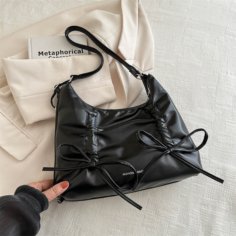 Women's Pleated Bow Trendy Fashion Sweet Leisure Tote Bags