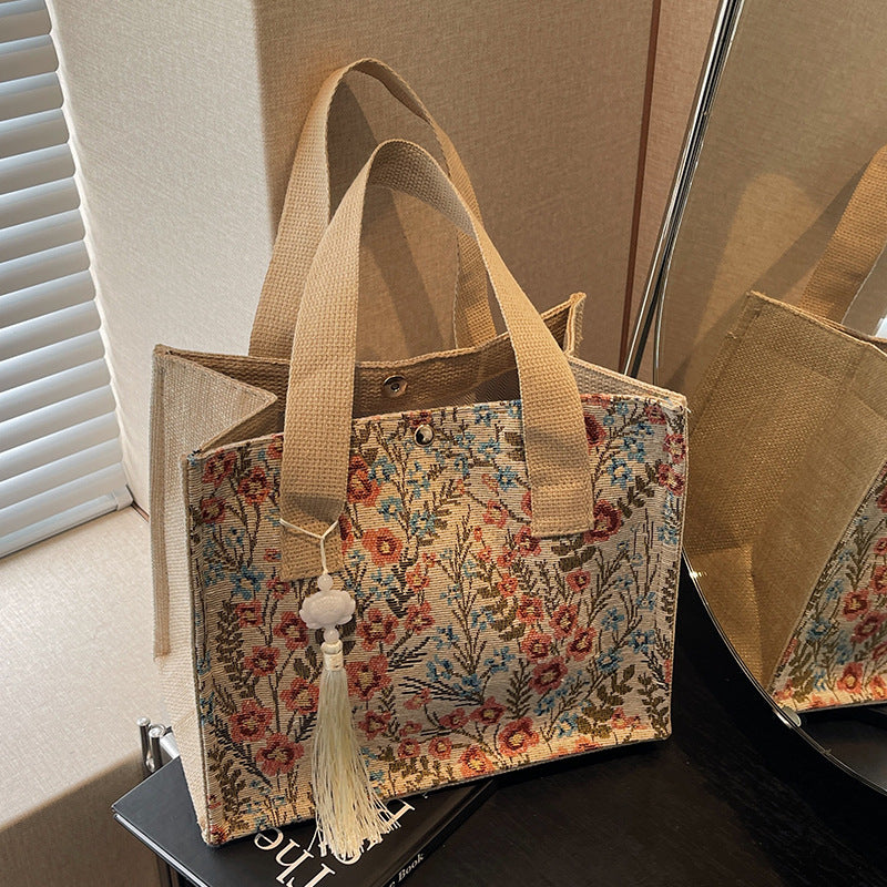 Capacity Floral Female Storage Western Style Shoulder Bags