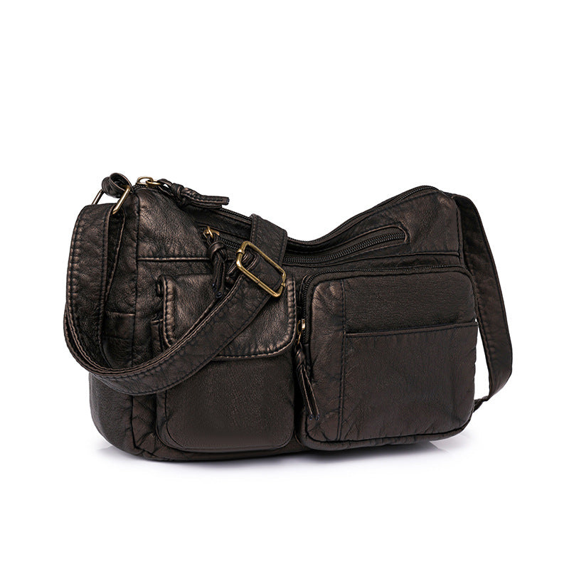 Women's Soft Leather Solid Color Urban Simple Shoulder Bags