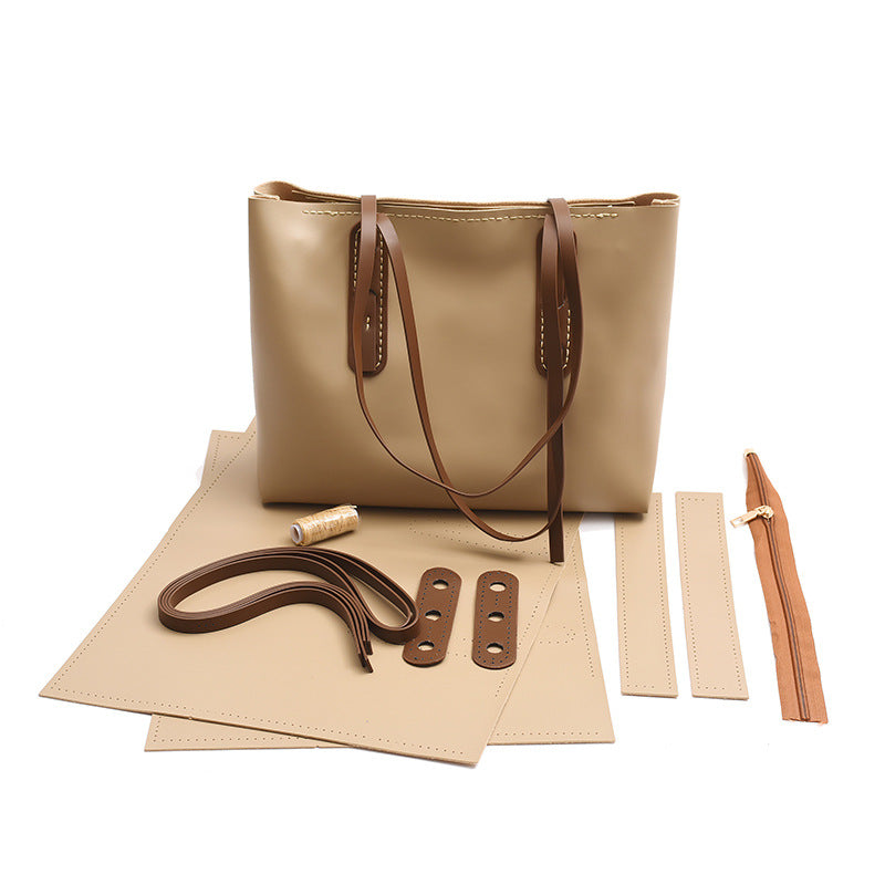 Women's Big Pocket Material Handmade Solid Color Crossbody Bags