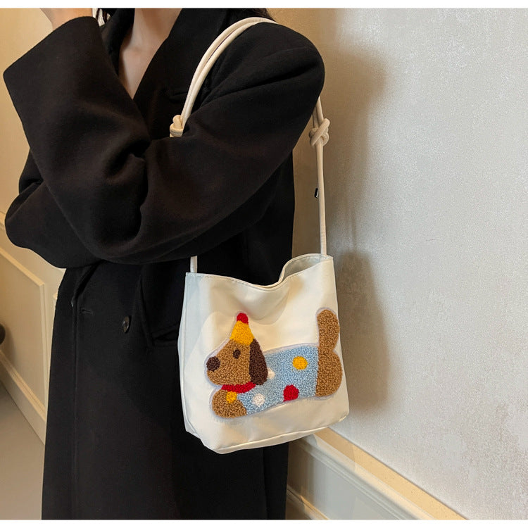 Women's Cute Sausage Dog Fashion Nylon Cloth Shoulder Bags