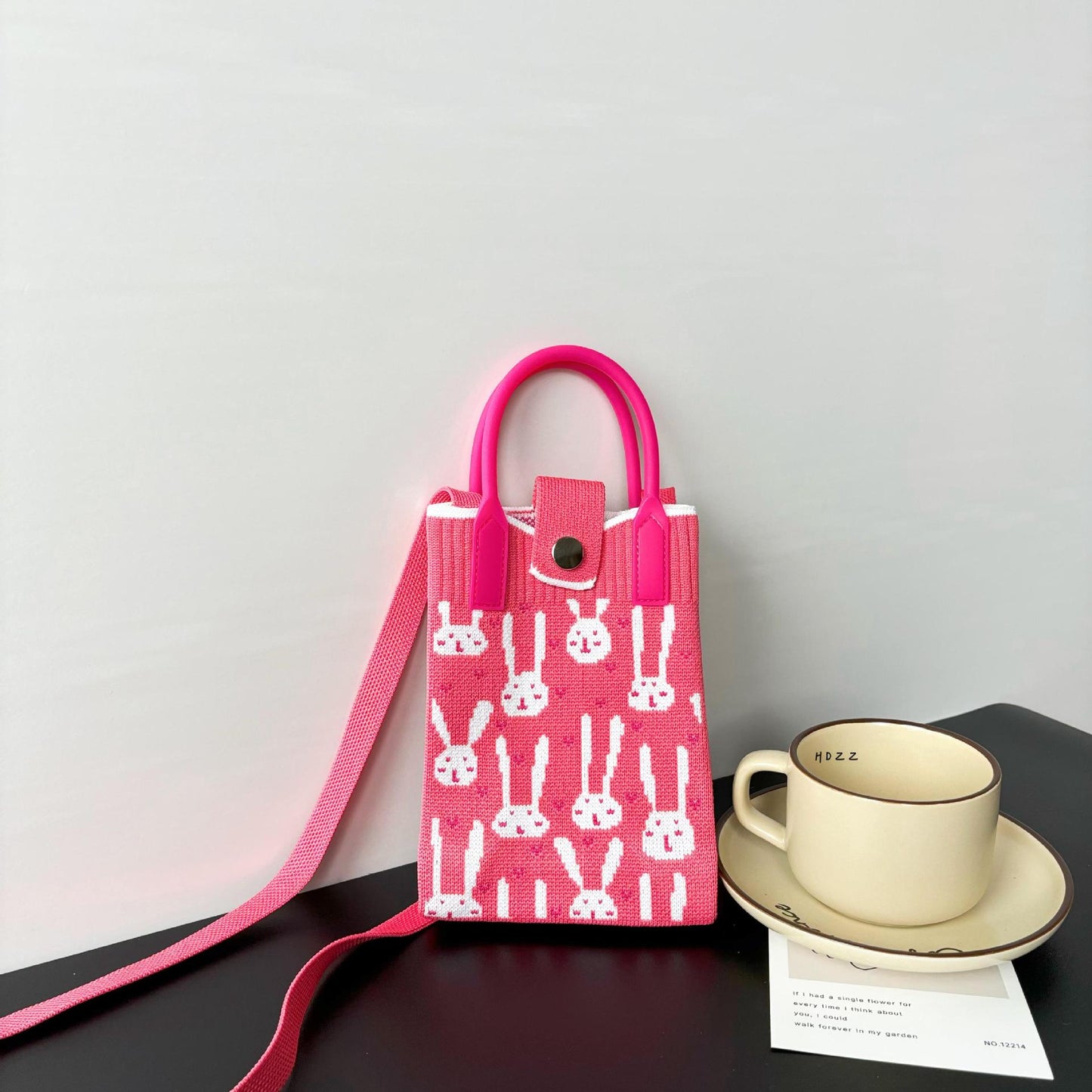 High Sense Mobile Cartoon Knitted Dopamine Bags