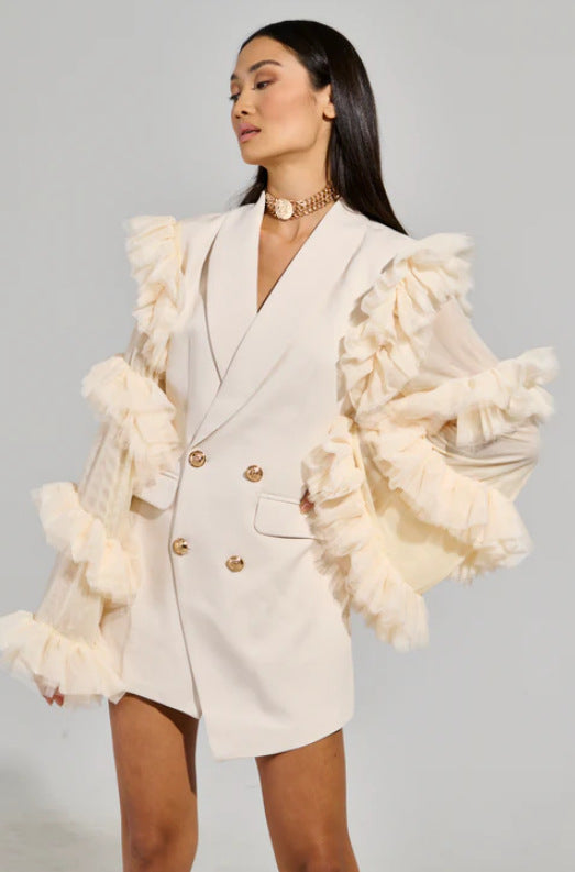 Women's Niche Autumn Three-dimensional Design Temperament Mid-length Blazers