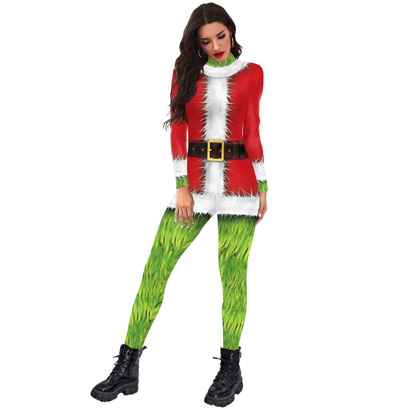 Christmas Grinch Outfit Stage Clothes Digital Printing Tight Clothing