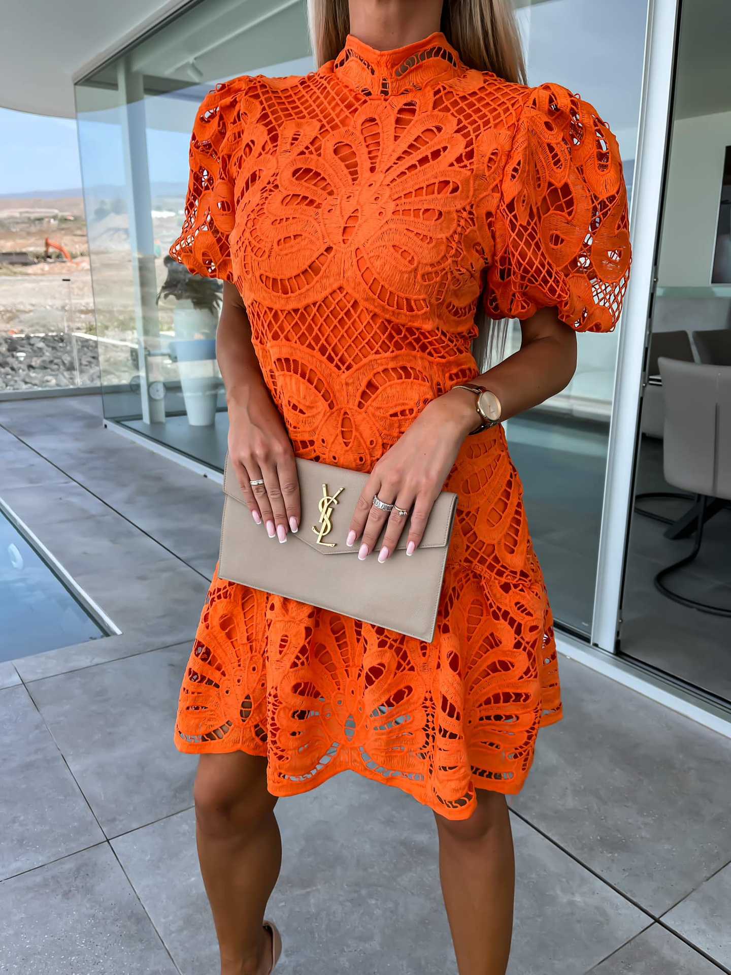 Sexy Hollow Water-soluble Lace Temperament Commute Dresses