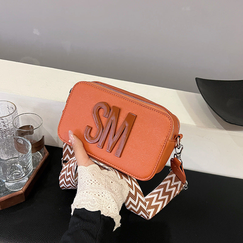 Women's Fashion Trendy Versatile Niche Alphabet Wide Shoulder Bags