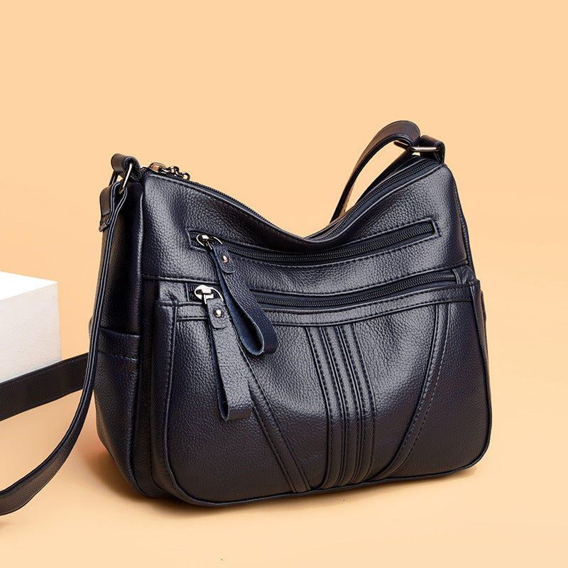 Women's Genuine Leather Fashionable Simple Commuter Large Crossbody Bags