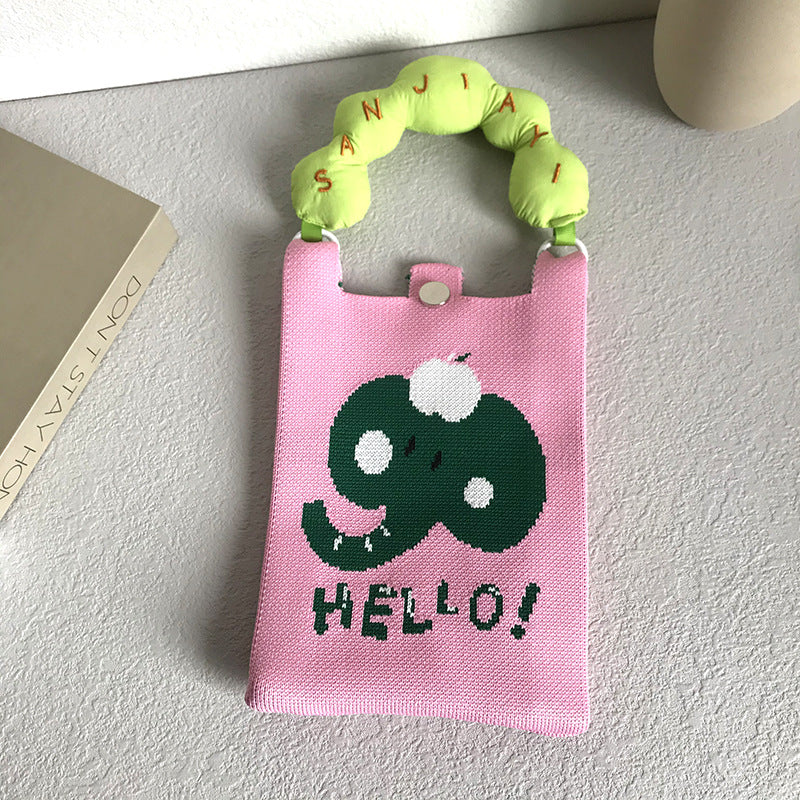 Cartoon Mini Knitted Mobile Versatile Portable Phone Bags