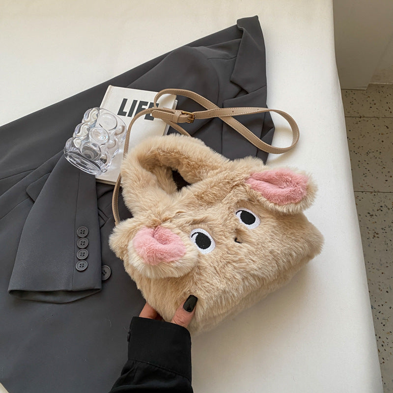 Women's Plush Rabbit Cartoon Young Cute Ears Crossbody Bags