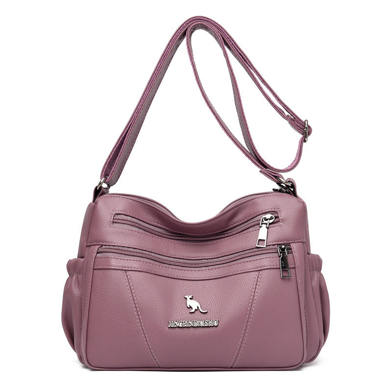 Women's Soft Leather Simple Summer Mother Large Crossbody Bags