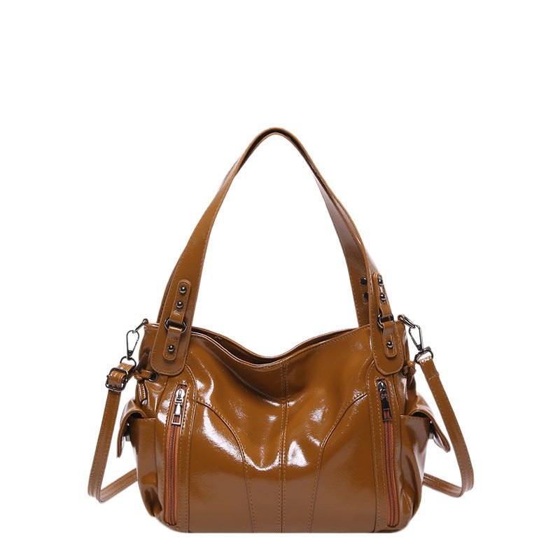 Women's Glossy Leisure Commute Textured Style Retro Shoulder Bags