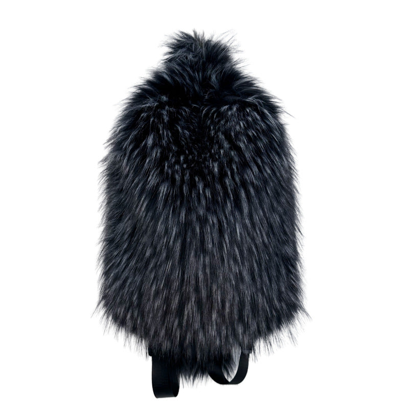 Popular Slouchy Fur Female Versatile Plush Backpacks