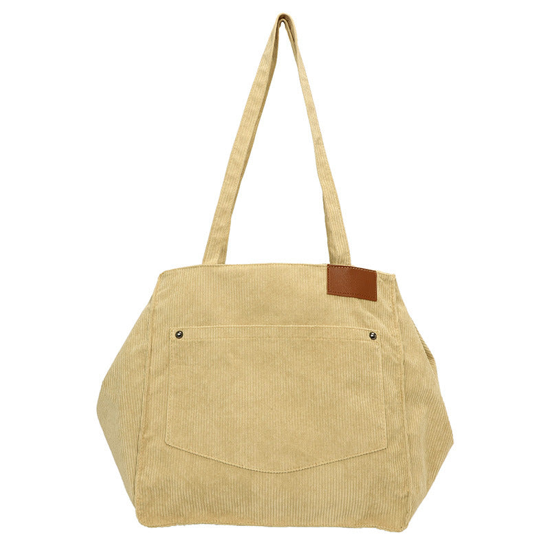 Women's Large Capacity Corduroy Retro Shopping Canvas Crossbody Bags