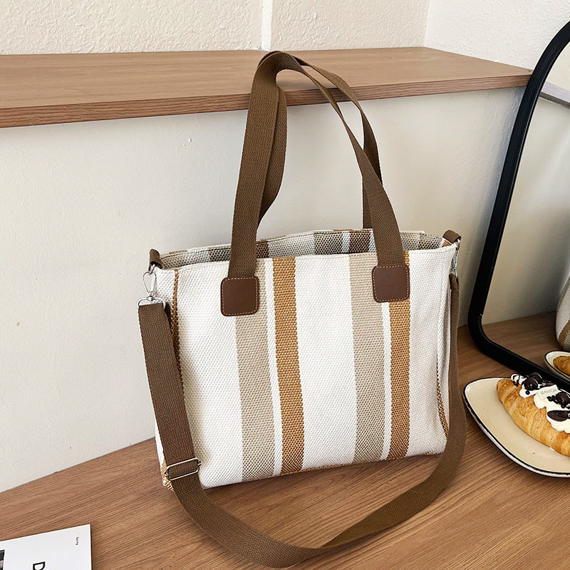 Women's Striped Large Capacity Fashion Commuter Western Tote Bags