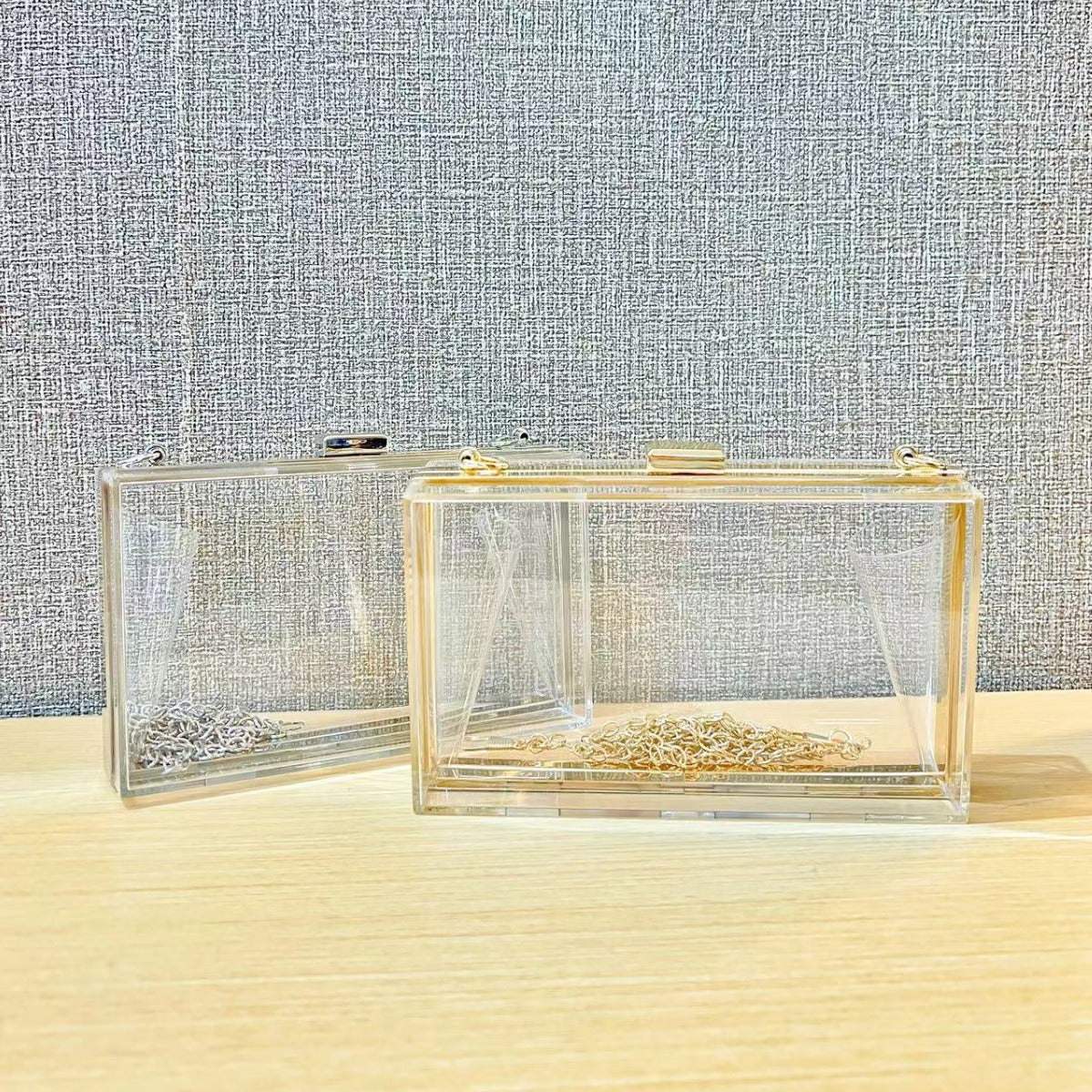 Women's Acrylic Transparent Box Chain Dinner Gel Evening Bags