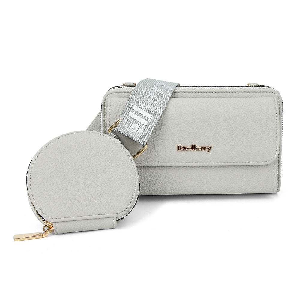 Women's Lychee Pattern Letter Strap Zip One Bags