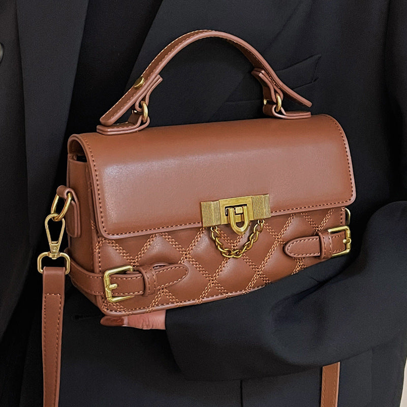Women's Diamond Pattern Trendy Retro Winter High-grade Shoulder Bags