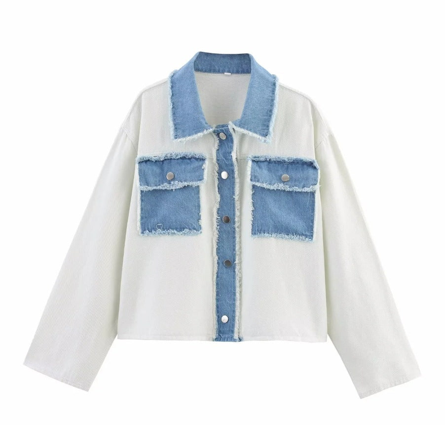 Women's Denim Patchwork Knitting Long Tight Sleeve Dresses