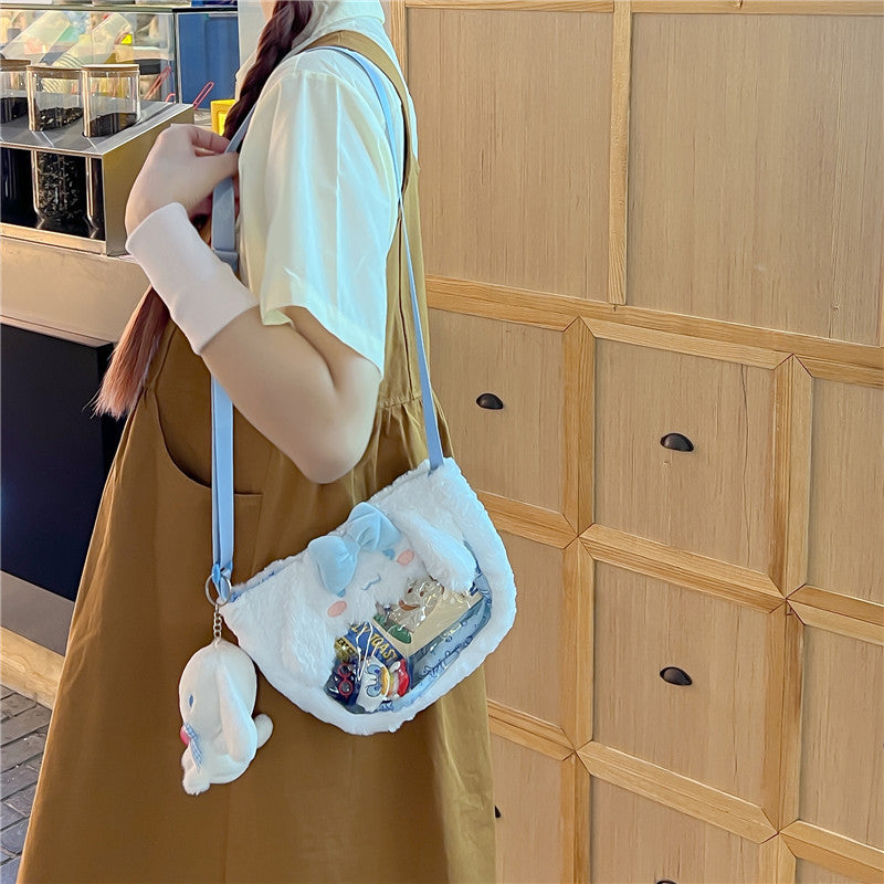 Cute Transparent Cartoon Plush Toy Doll Shoulder Bags