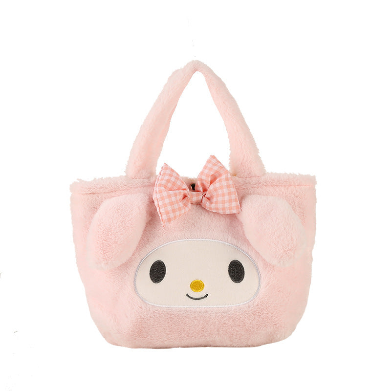 Women's Capacity Portable Plush Preppy Style Heart Shoulder Bags