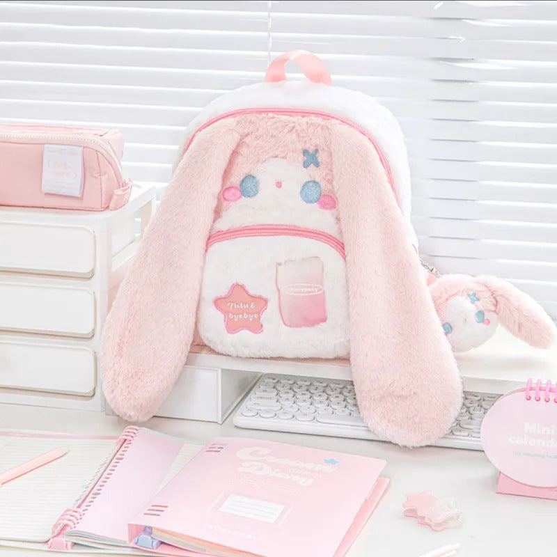 Cute Rabbit Plush Cartoon Young Style Backpacks