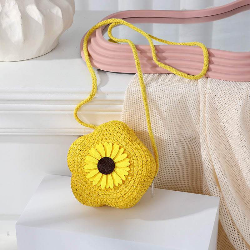 Women's Woven Seaside Flower Beach Summer Mini Children's Coin Purse