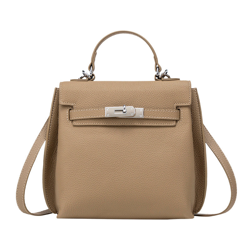 Women's High-grade First Layer Cowhide Korean Style Commuter Kelly Hand Crossbody Bags