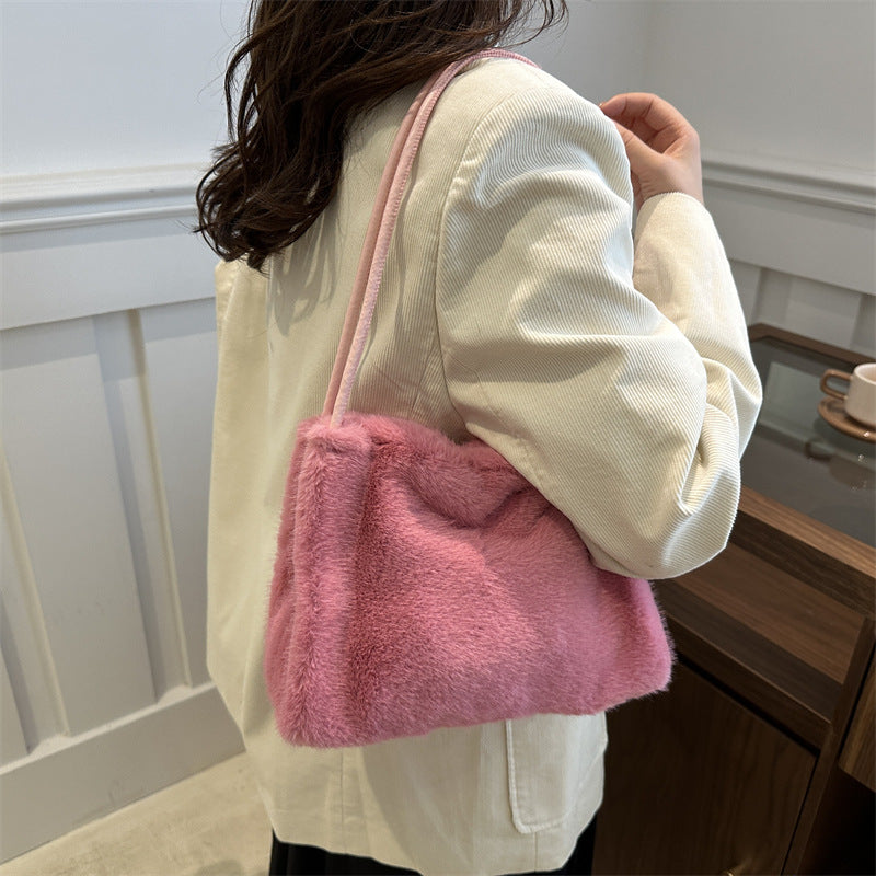 Women's Popular Plush Fur Furry Korean Armpit Bags