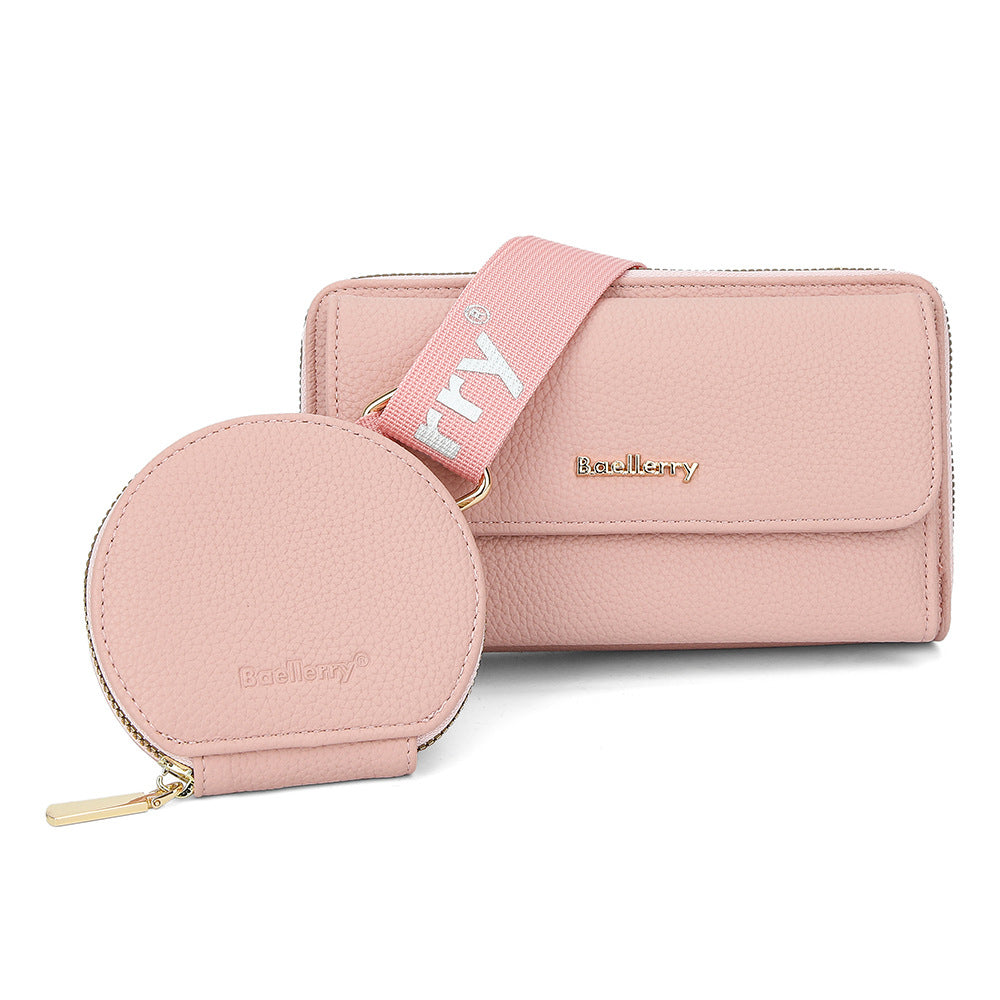 Women's Lychee Pattern Letter Strap Zip One Bags
