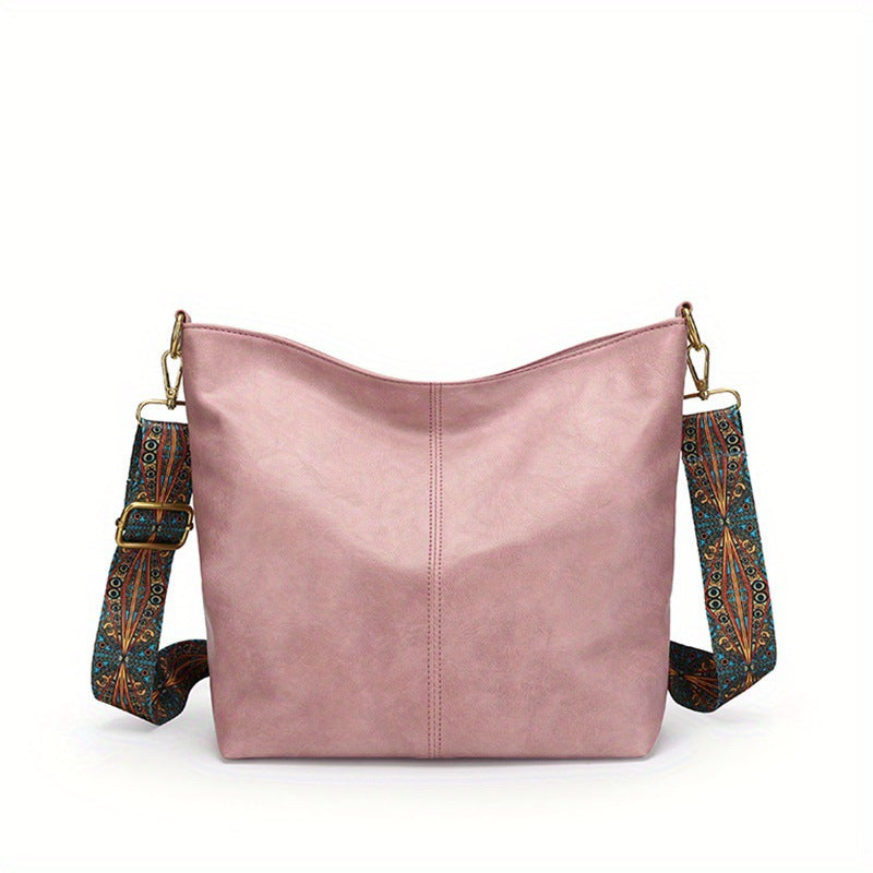 Women's Large Capacity Retro Broadband Advanced Texture Crossbody Bags