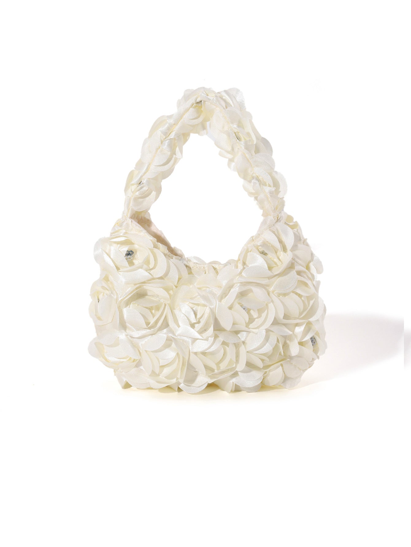 Women's Three-dimensional Rose Flower Sequins Selenodont Satin Evening Bags