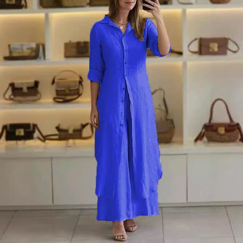 Women's Linen Elegant Long-sleeved Two-piece Set Suits