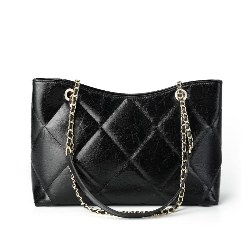 Women's Genuine Leather Rhombus Large Fashionable Capacity Crossbody Bags