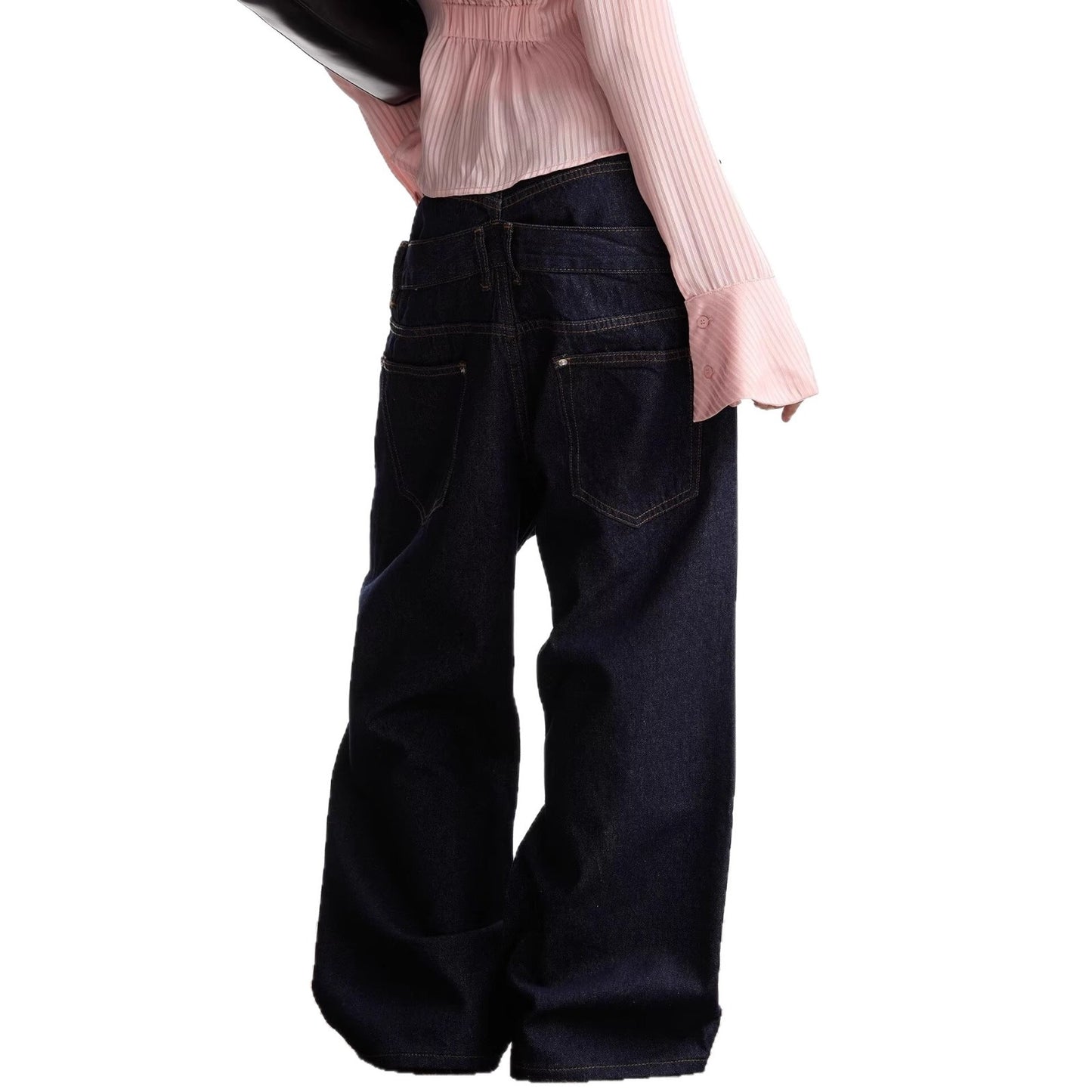 Women's & Men's Fashion Hip Hop Double Waist Stitching Loose Jeans