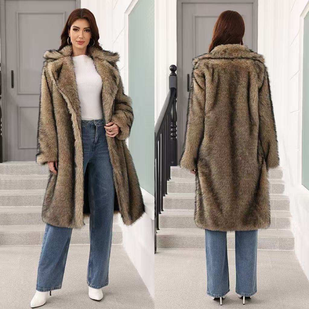 Women's Long Faux Fur Thickened Light Fashionable Coats