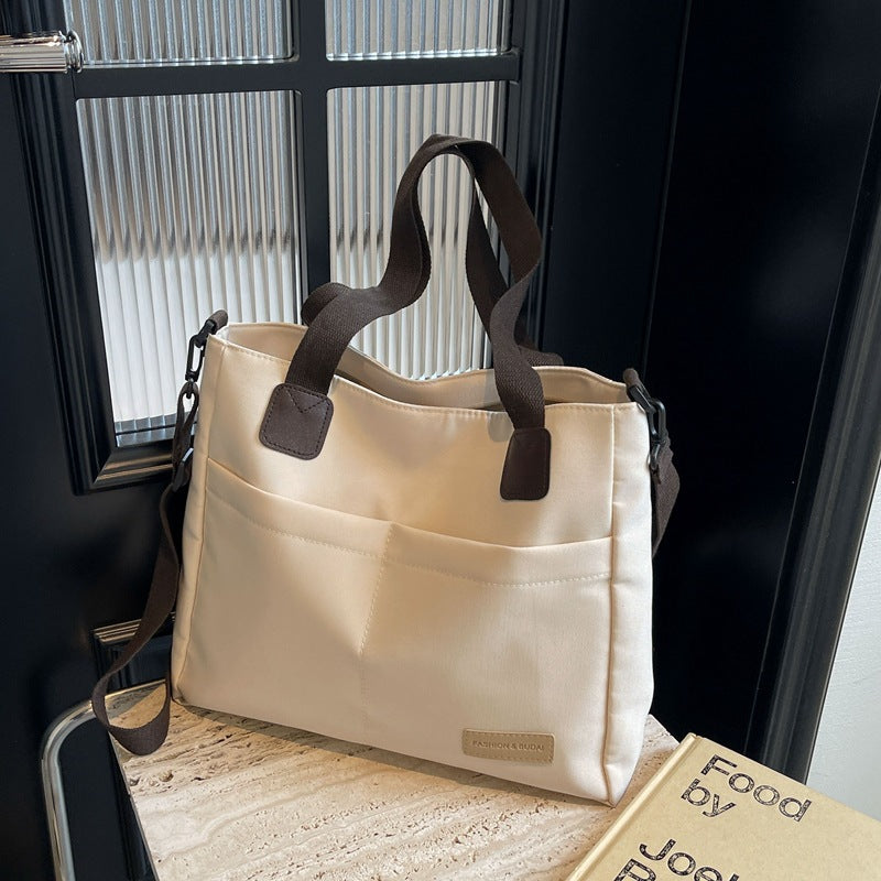 Women's Large Capacity Fashionable Simple Texture Class Tote Bags