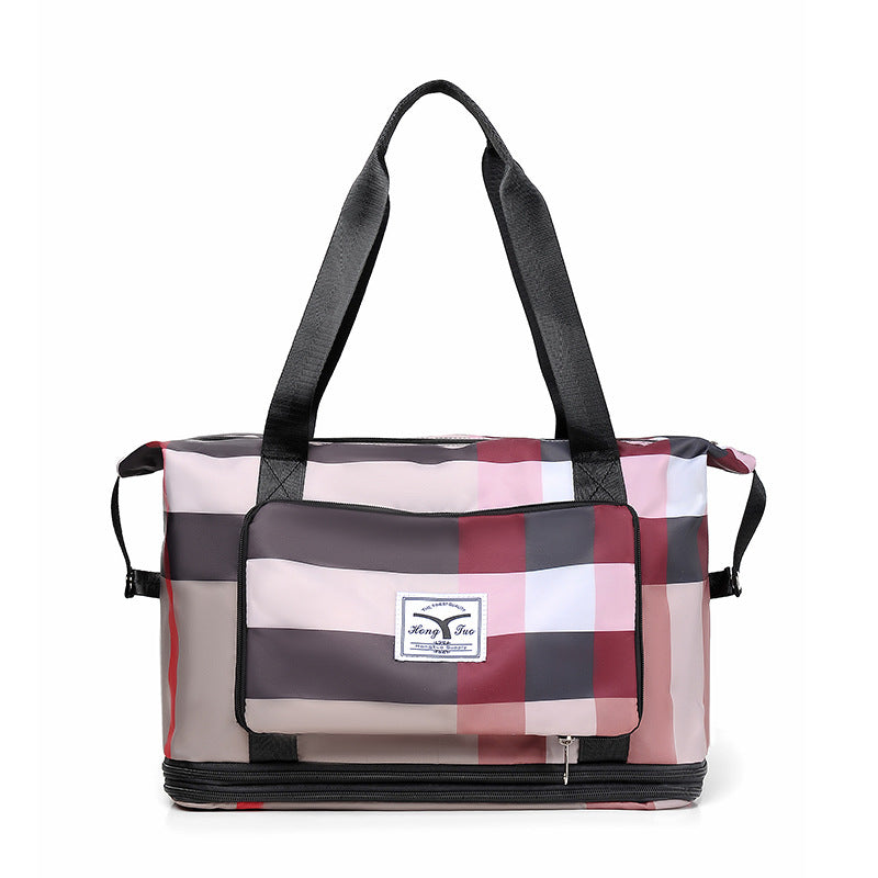 Wet Separation Fashion Plaid Short-distance Portable Travel Bags