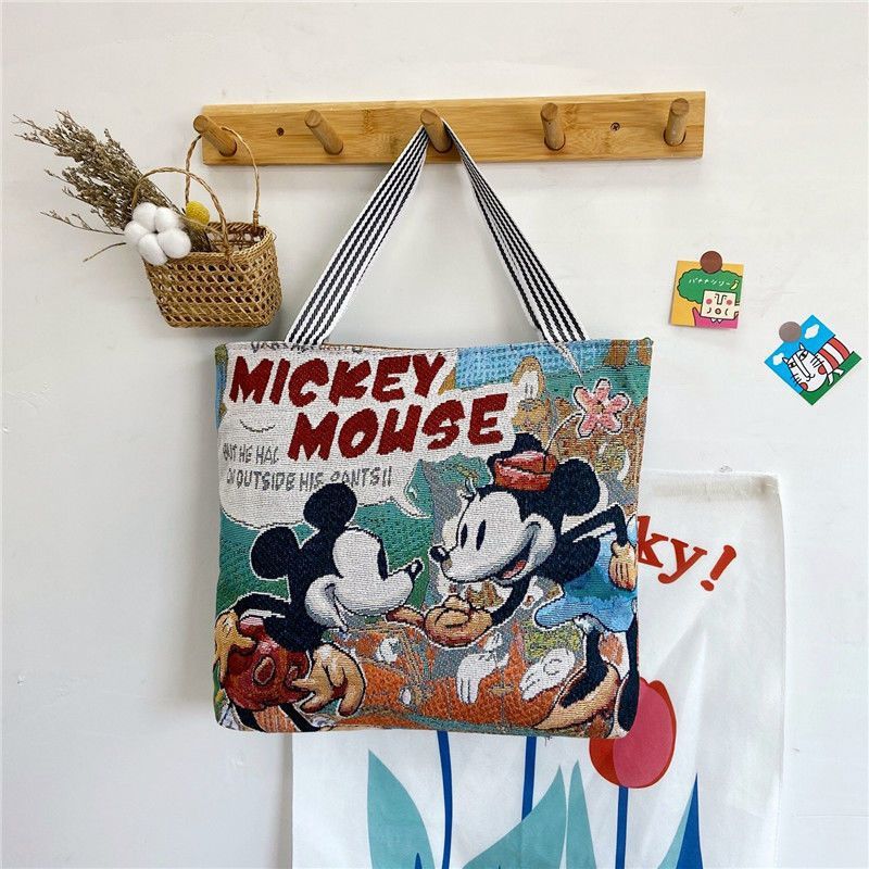 Women's Canvas Portable Large Woven Rust Capacity Shopping Short Shoulder Bags