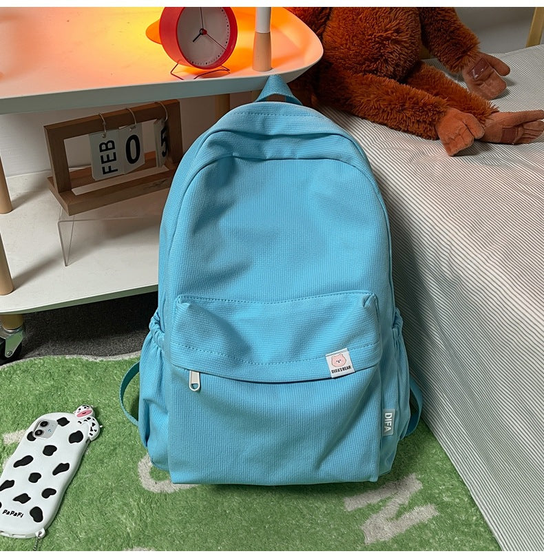 Soft Solid Color Large Capacity Female Backpacks