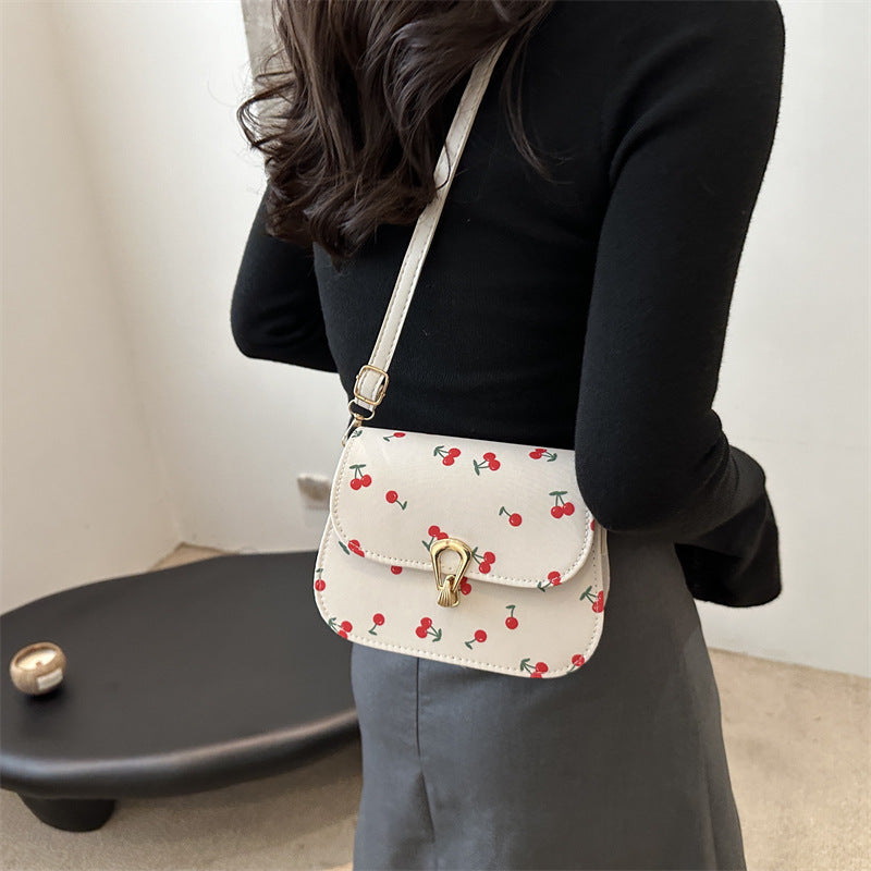 Women's Fresh Fashion Saddle Autumn Cute Strawberry Shoulder Bags