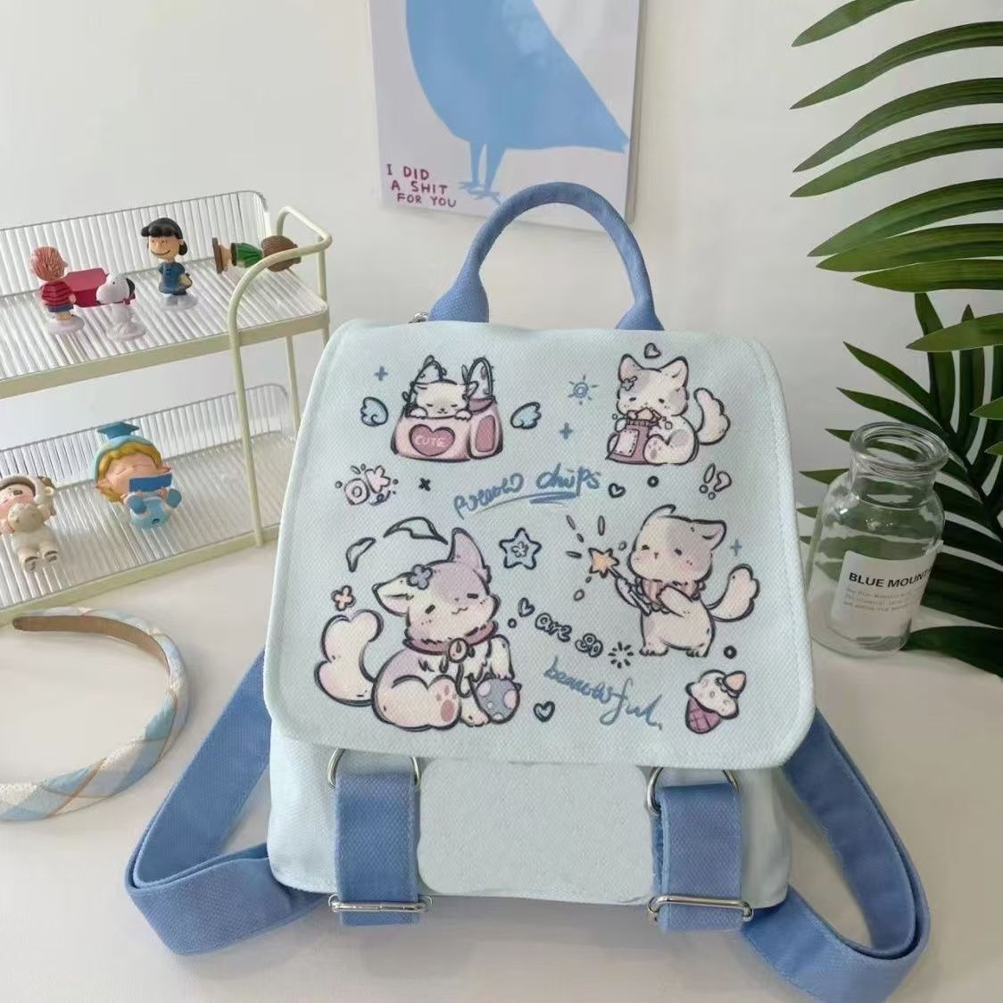 Puppy Party Cute Lightweight Fresh Canvas Backpacks