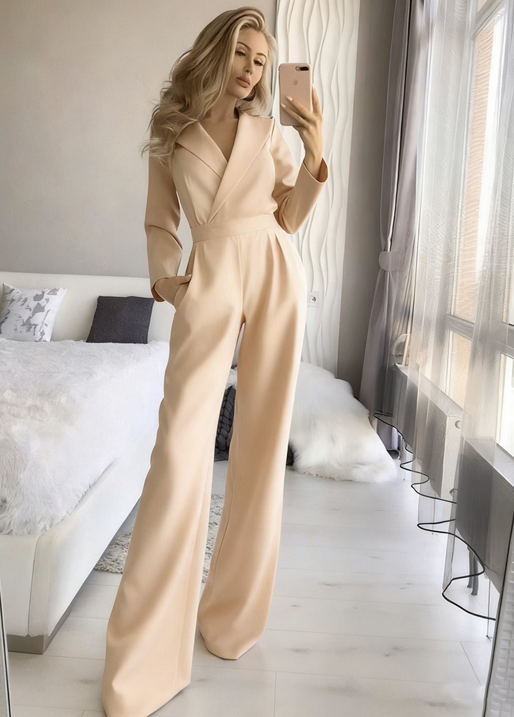 Chinese Long Style Slant Temperament Commute Jumpsuits