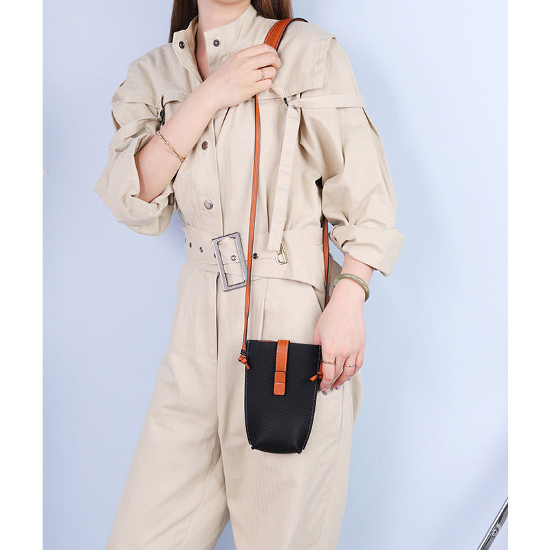 Women's Mini Simple First Layer Cattlehide Fashion Phone Bags